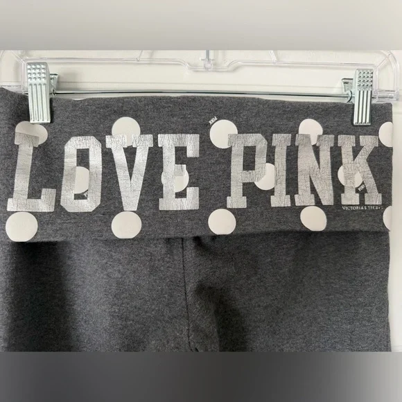 VS Gray Fold-Over Waist Polka Dot Yoga Pants - Picture 4 of 9